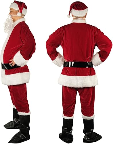 Miniatura 2 de Disfraz de Papá Noel de Navidad, traje de franela de terciopelo para adultos, disfraz clásico para hombres