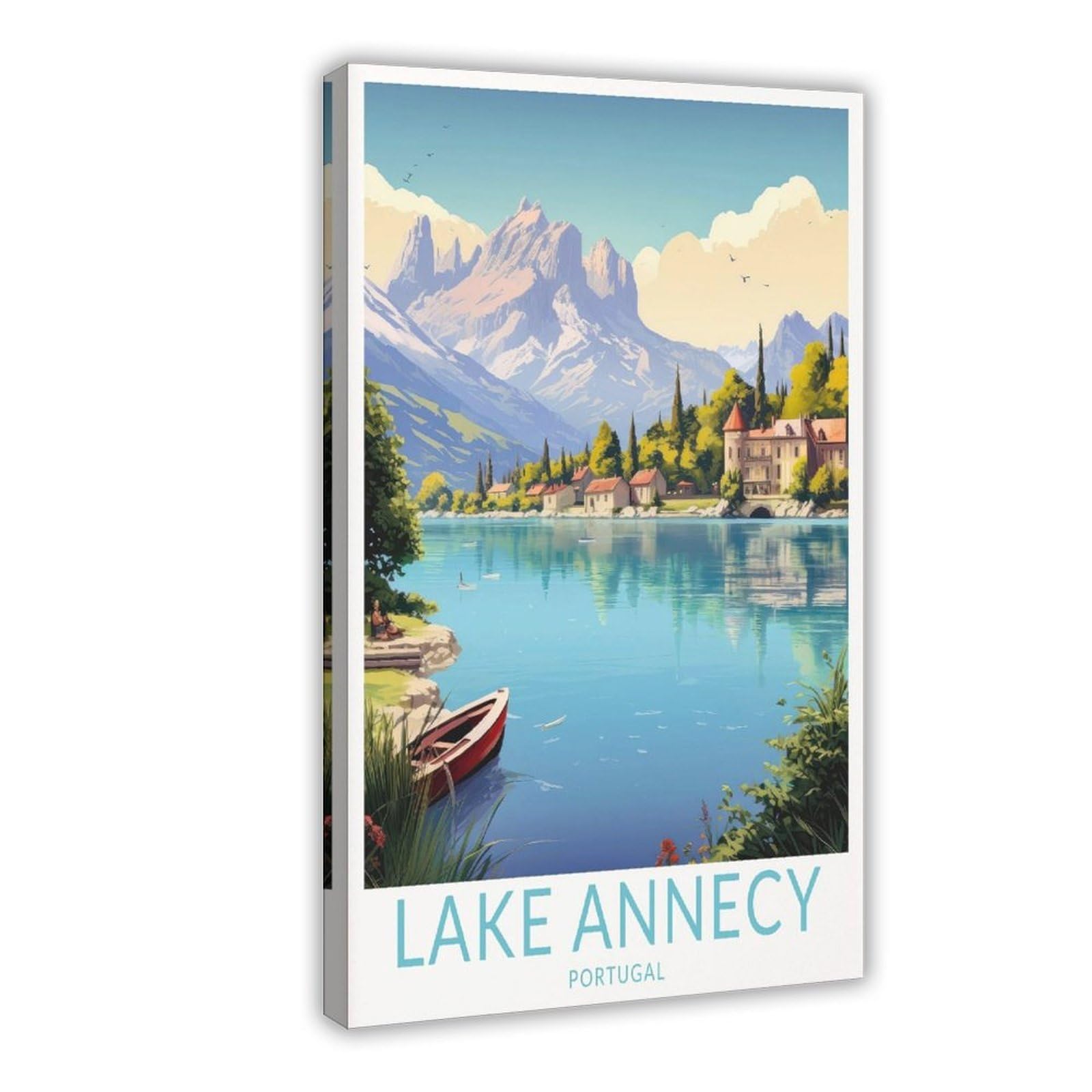 QIOTBVV Annecy Lake Portugal Trip Canvas Poster Bedroom Decor Landscape Office Room Decor Gift 20" L X 30" W