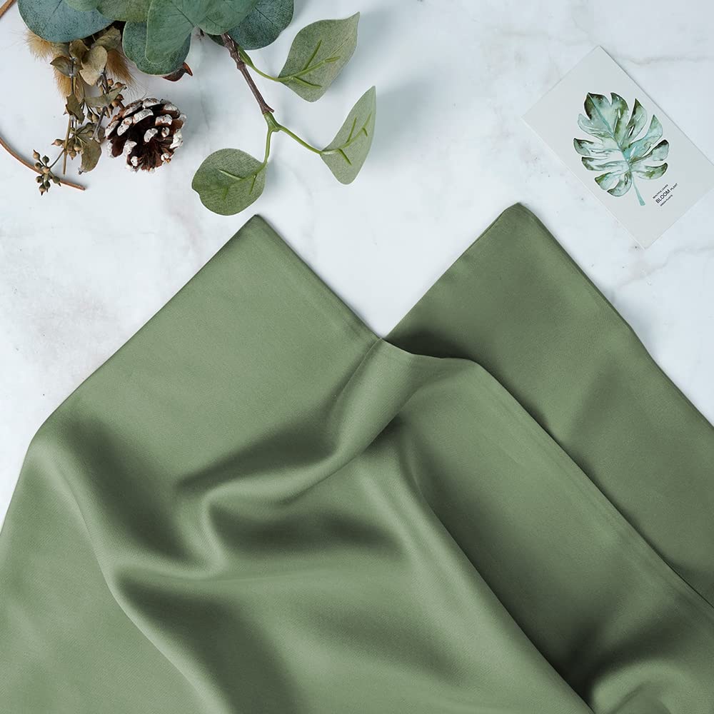 Fittia Lyocell - Set di 2 federe per cuscino in fibra di bambù, morbido, rinfrescante, traspirante, con chiusura lampo nascosta, 50 x 70 cm, colore: Verde bambù