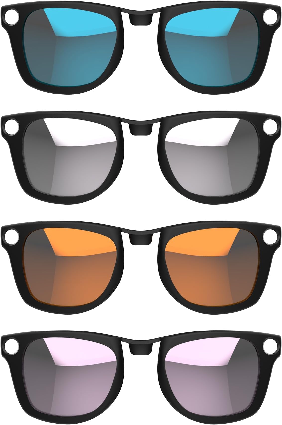 HIBLOKS 4Pcs Polarized Clip for Ray-Ban Meta Wayfarer & Gen 2 (RW4008/RW4012 Large 53-22), Discoloration Clip-on for Meta Wayfarer Gen 2 Protect Your Eyes, Cool and Fashion (Silver+Blue+Pink+Orange)