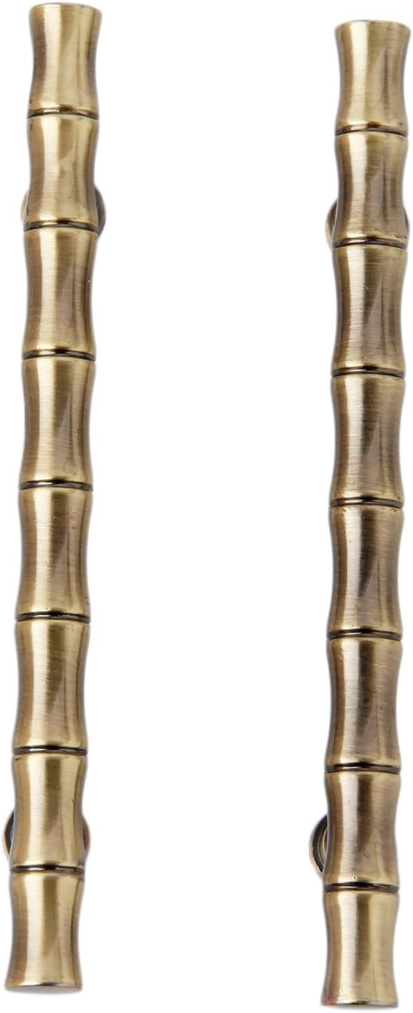 Mgoodoo 5Pcs 5.83inch Bamboo Zinc Alloy Cabinet Handles -Hole Spacing 3.78", Drawer Dresser Cupboard Closet Handle Pulls Retro Solid Furniture Pull Knob Antique Brass Decorative