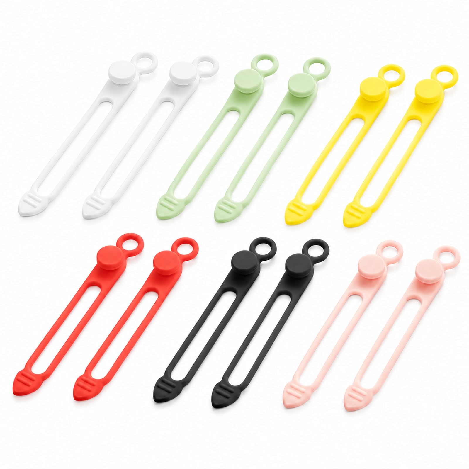 12 Pcs Silicone Cable Ties, Reusable Silicone Cable Straps, Colourful Cables Wire Ties, Durable Data Cables Organizer, for Bundling and Fastening Earphone, Phone Charger (6 Colours)