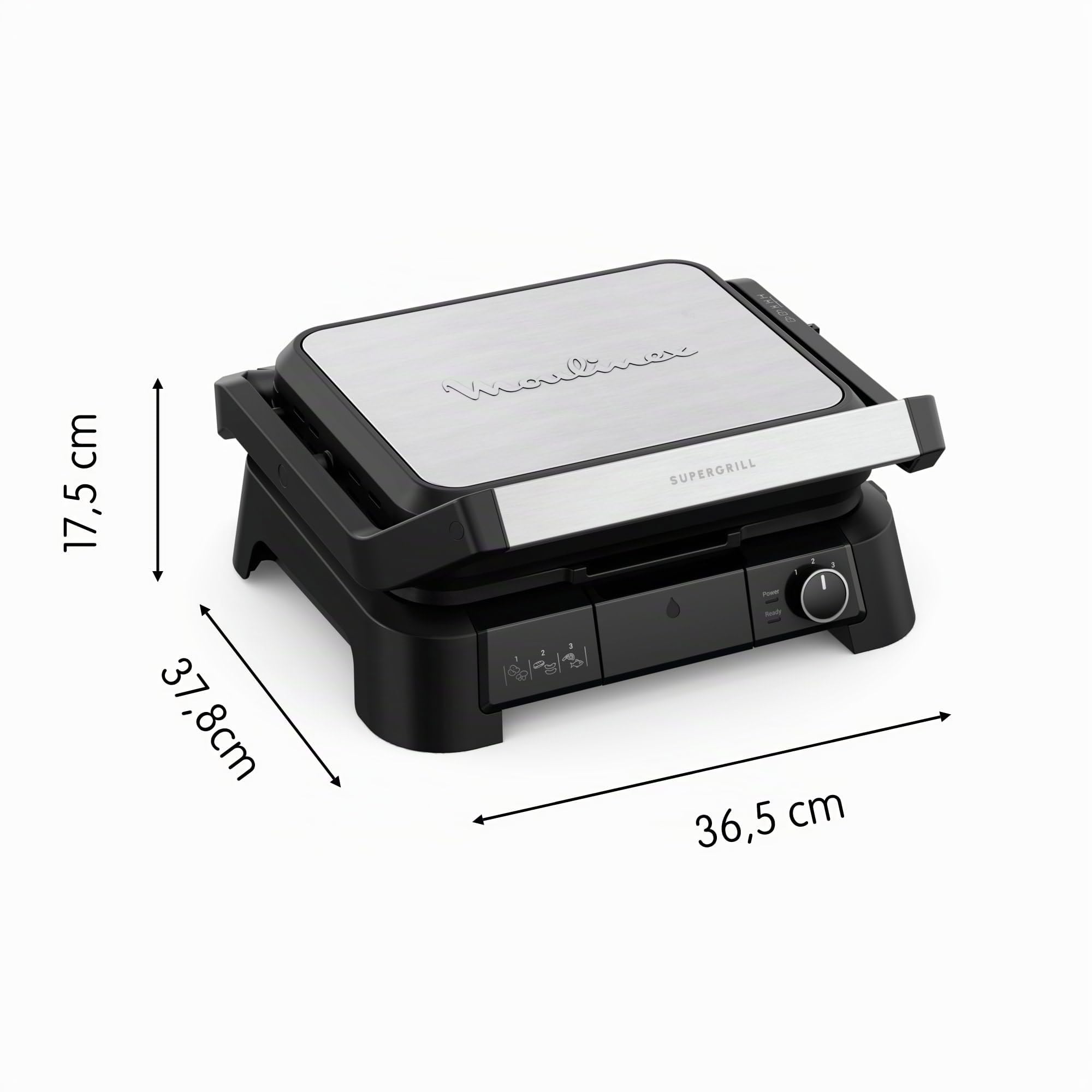 Moulinex SuperGrill 3 in 1, Modalità Griglia a Contatto, Barbecue e Modalità Forno, con Termostato Regolabile, Facile da Pulire, Design Salvaspazio, Riscaldamento Rapido, GI510D
