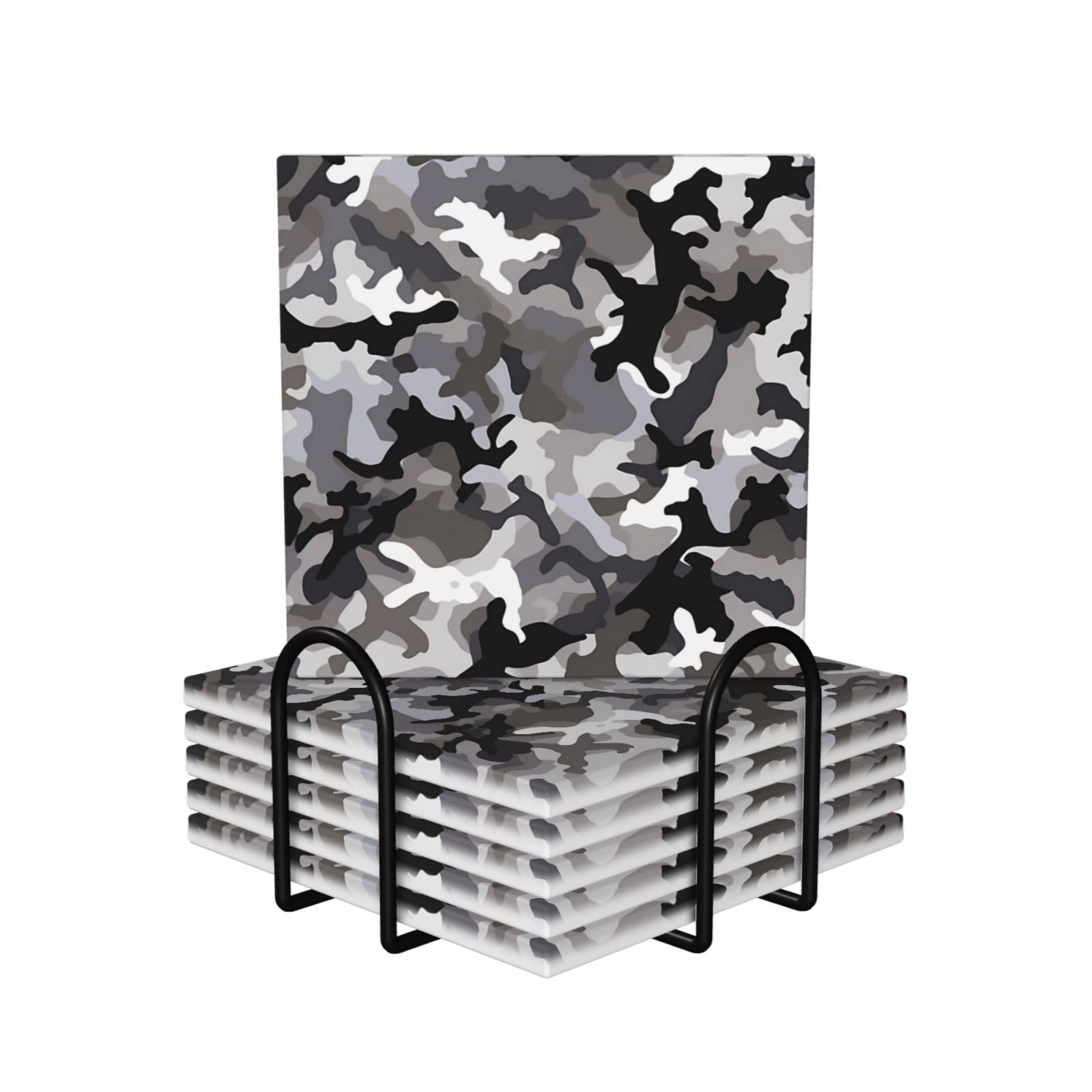 Dessous de verre céramique camouflage x6 avec support pour table