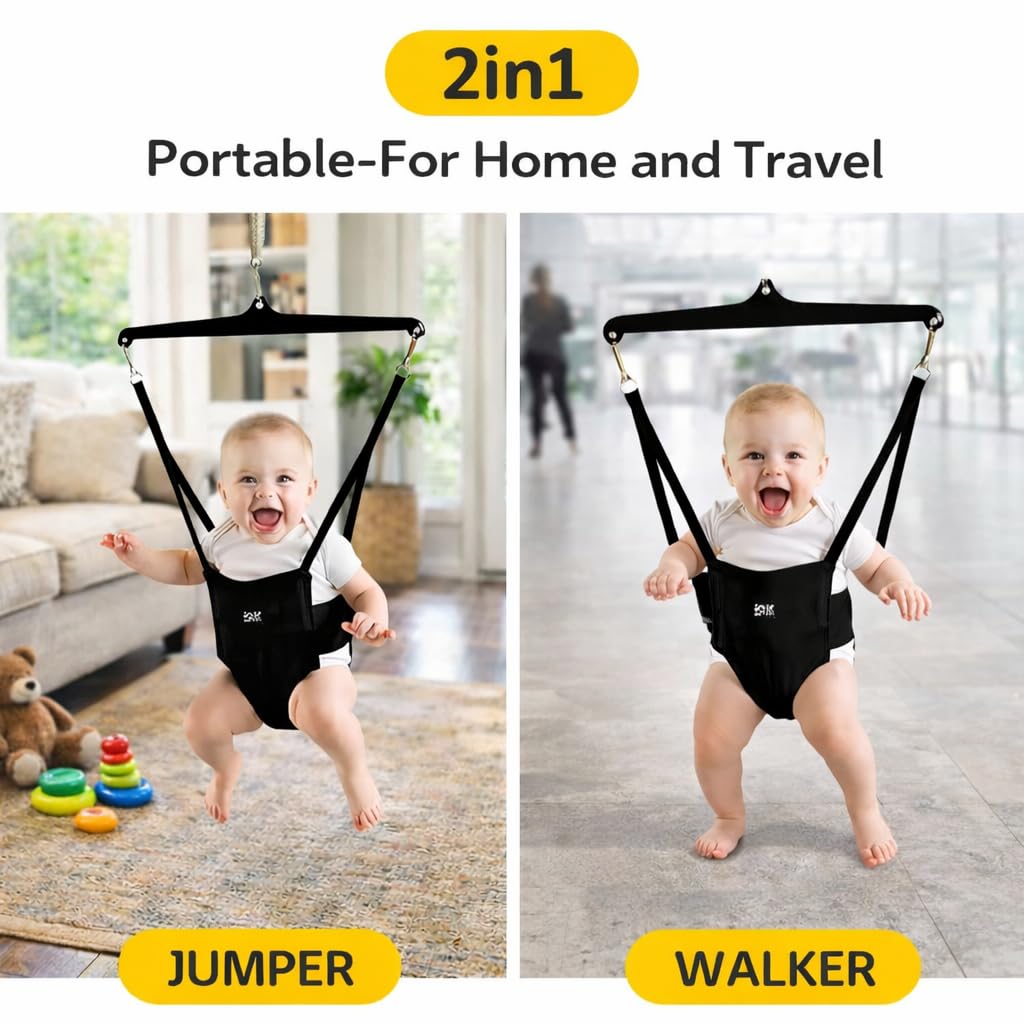 Braintastic 2 in 1 Baby Jumper and Walking Harness with Door Clamp Walk Trainer Infant Activity Bouncer for Coordination and Active Play 6 to 12 Months