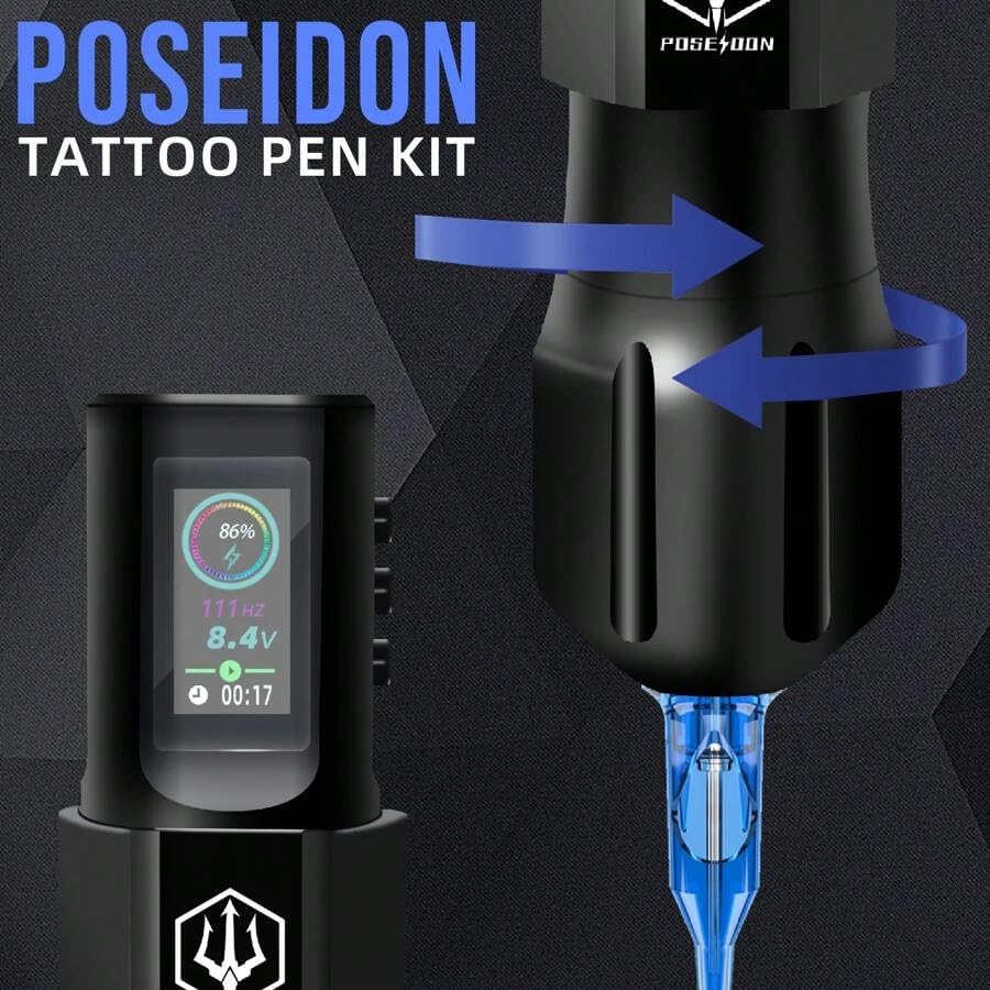 Tattoo Kit Tattoo Pen With 20Pcs Tattoo Cartridge And Wireless Power, Tattoo Pen Kit With Digital LED Display, Tattoo Machine Tattoo Supplies For Artist