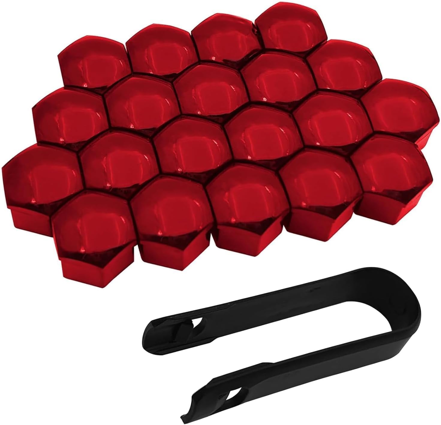 20Pcs Vehicle Nut Bolt Covers for Smart Brabus, Automotive Hub Screw Dust Protectors Exterior Styling Modification Parts,Red19mm