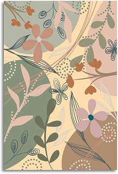 Boho Neutral Floral Wall Art, Abstract Botanical Print Poster