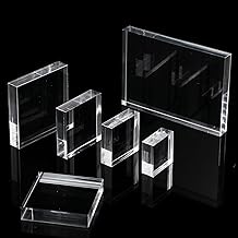 6 Pack Acrylic Blocks Acrylic Stamp Blocks Acrylic Display Blocks Clear Acrylic Square Acrylic Cubes Acrylic Blocks for Stamping Photography Scrapbooking Wedding Props Crafts, Assorted Sizes