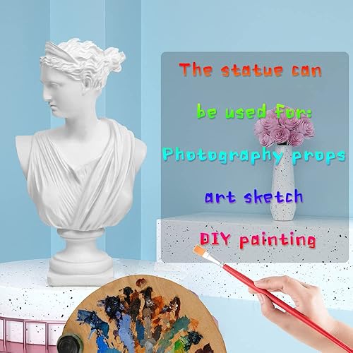 Vista 7 de Norrclp Estatua griega de Diana de 12.5 pulgadas, escultura clásica de busto romano de mitología griega para decoración del hogar