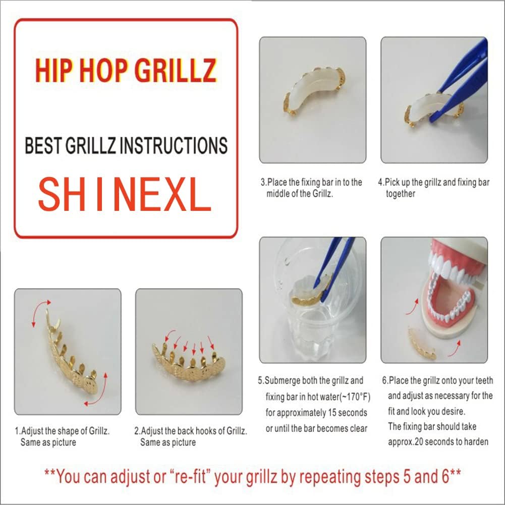 18K Gold Plated Number 1414 Macro Pave CZ Teeth Grills Iced Out Grillz with Extra Molding Bars Included