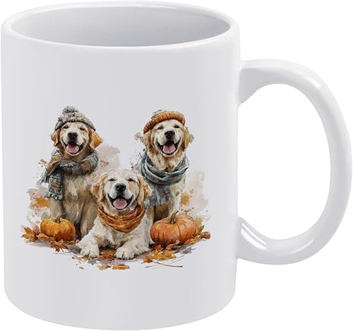 Miniatura 14 de Tazas de café Golden Retrievers con calabazas y hojas, taza para café, temporada de cosecha de otoño, vintage, Acción de Gracias, Día de la Madre,