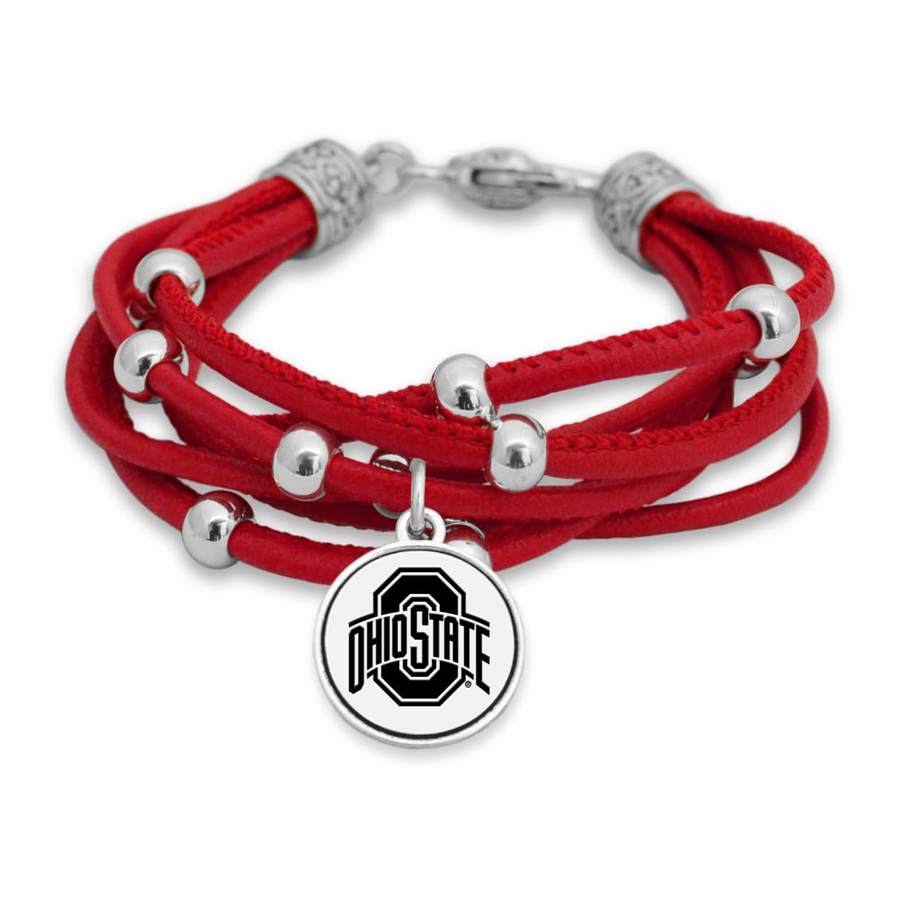 Sports Accessory Store Ohio state Buckeyes Multi Line Red Leather Bracelet Jewelry Licensed OSU Gift