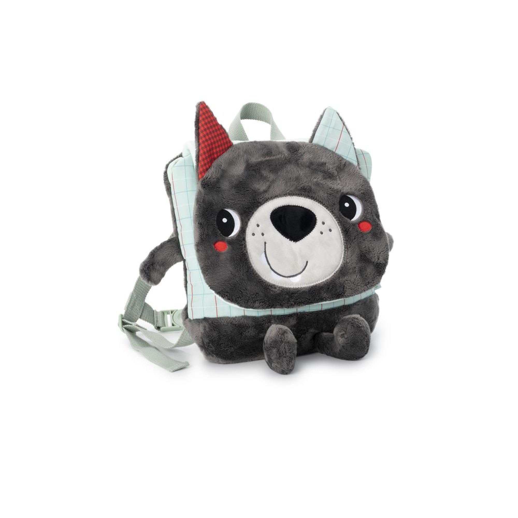 LILLIPUTIENS - Soft Backpack for Kids - Louis the Wolf - Comfortable and Fun with Colorful Details - Perfect for Daycare and Outings - Stimulates Imagination - From 10 Months - 84483