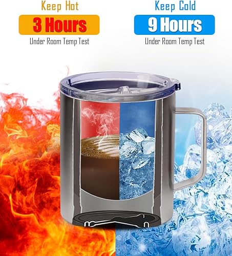 Miniatura 3 de SUNWILL - Taza de café con asa de 14 onzas, taza de café de viaje de acero inoxidable, de doble pared con tapa, recubrimiento en polvo, color menta