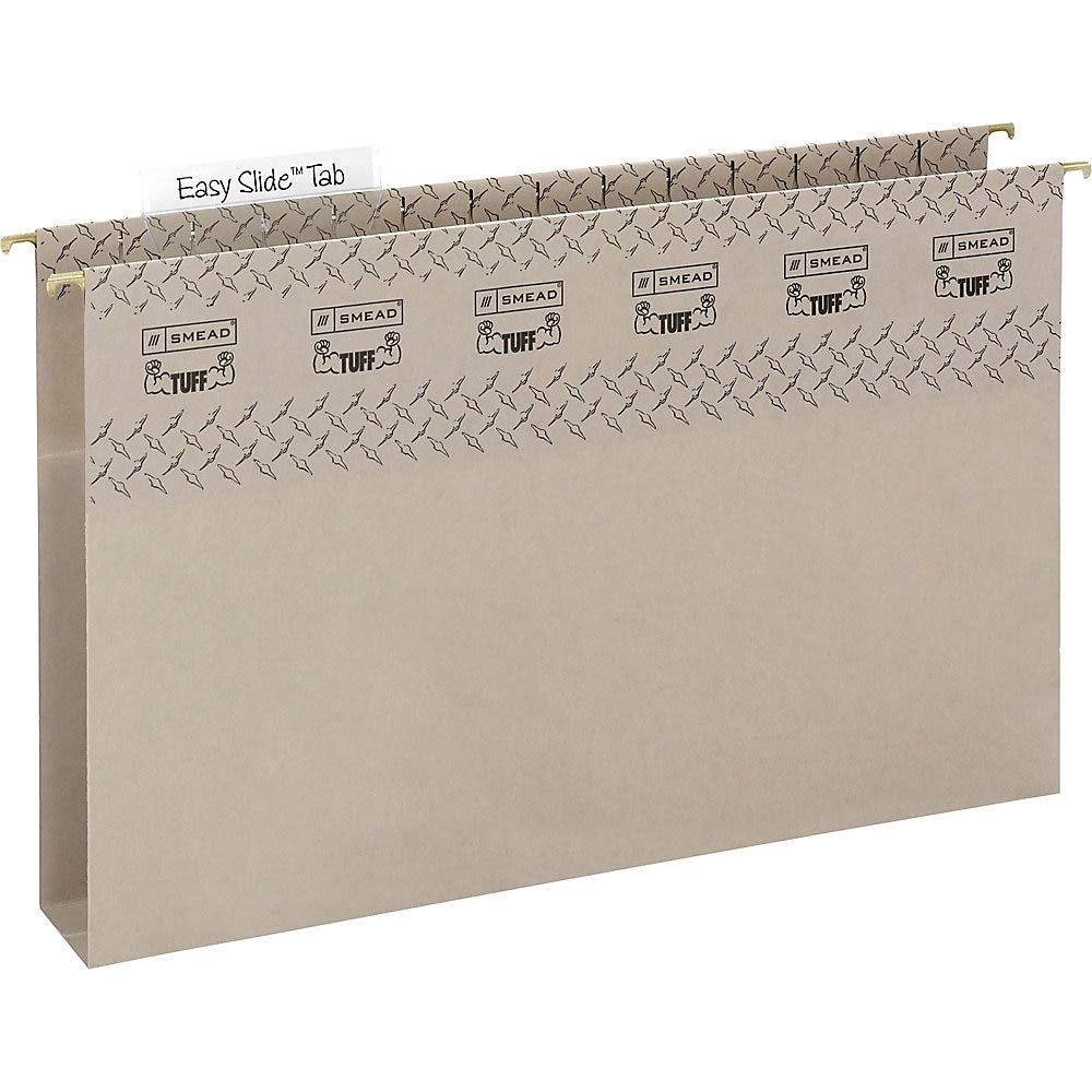 Smead TUFF Extra Capacity Box Bottom Hanging Folder, 2" Expansion, 1/3-Cut Easy Slide Tab, Legal Size, Steel Gray, 18 per Box (64340) - Image 2