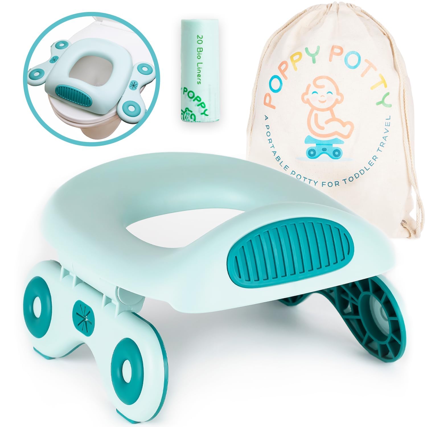 Teal Travel Potty Seat for Toddler &ndash; Lightweight & Strong 110lbs ...