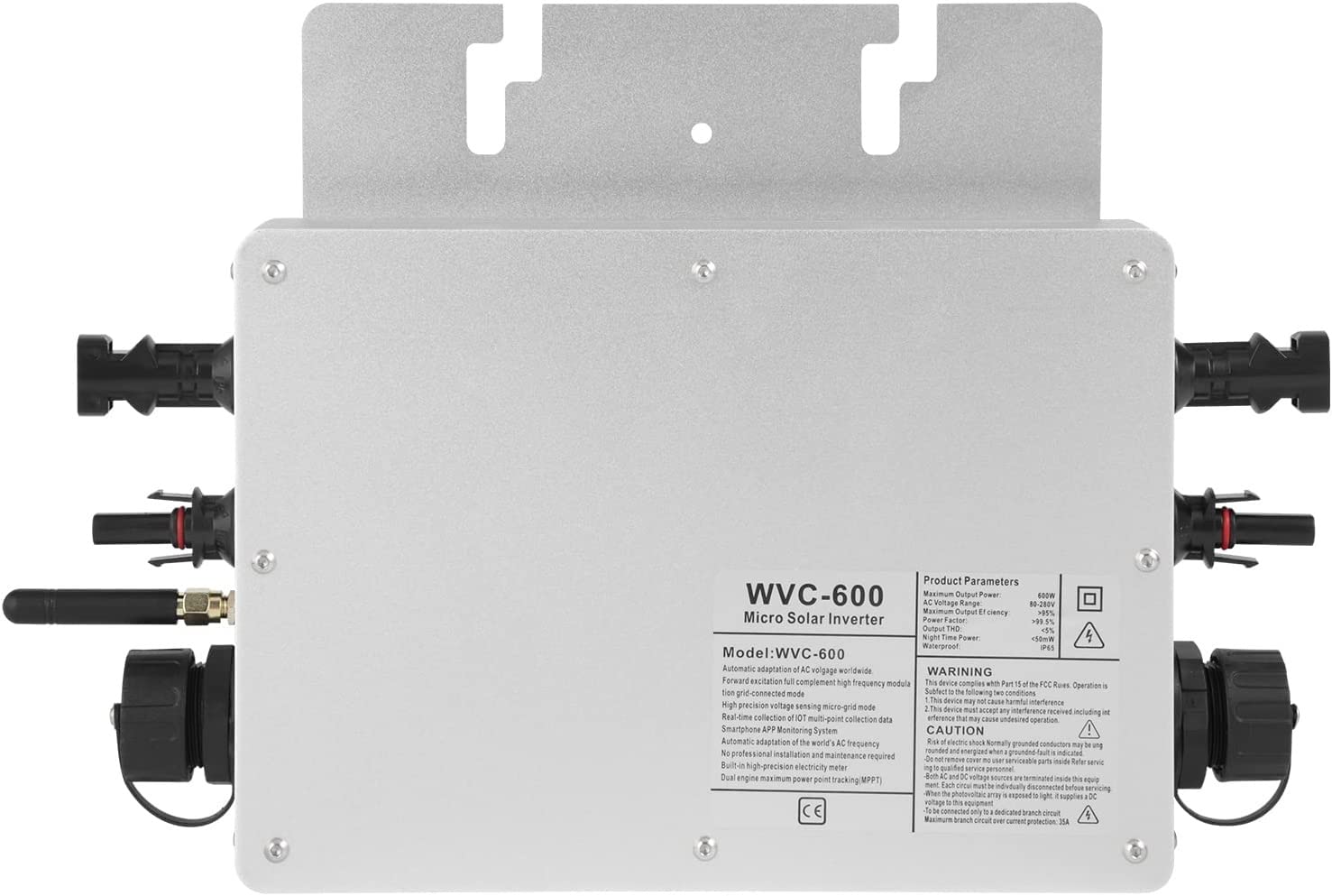 Solar Inverter 600W Micro Solar Inverter Convertitore di Cravatta A Griglia Impermeabile con Monitoraggio del Telefono Cellulare WiFi Uscita MPPT/Onda Sinusoidale Pura