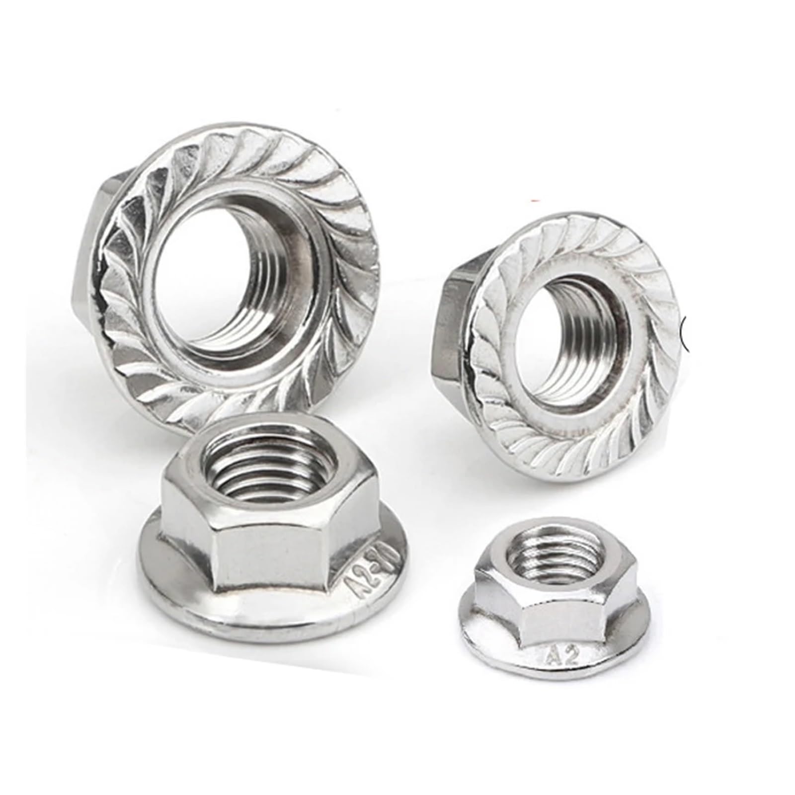 Tuerca hexagonal con brida, 10 tuercas autoblocantes hexagonales de acero inoxidable 304 con brida y cierre deslizante.(M20)