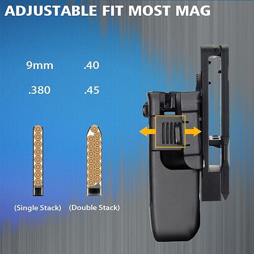 Miniatura 10 de Funda doble para revista, bolsa universal para revistas, 0.354 in/40/45 para Glock/Sig sauer/S & W/Beretta/Taurus/H&K de una sola pila/doble