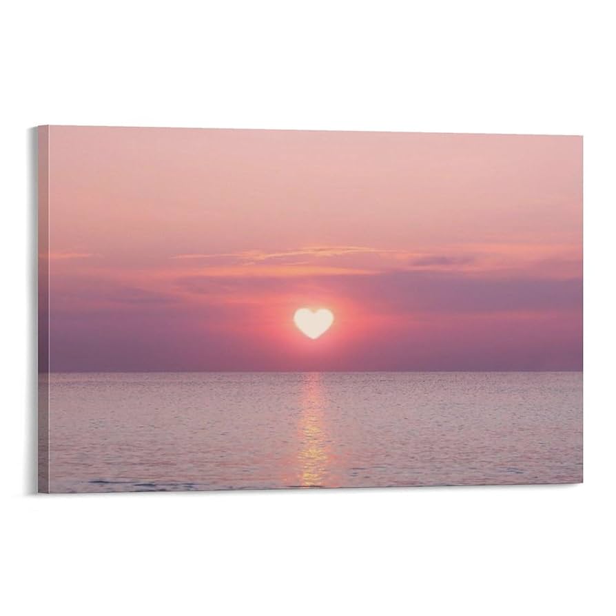 Amazon.co.jp: ピンクハート 太陽 海 夕焼け 風景 ヴィンテージ