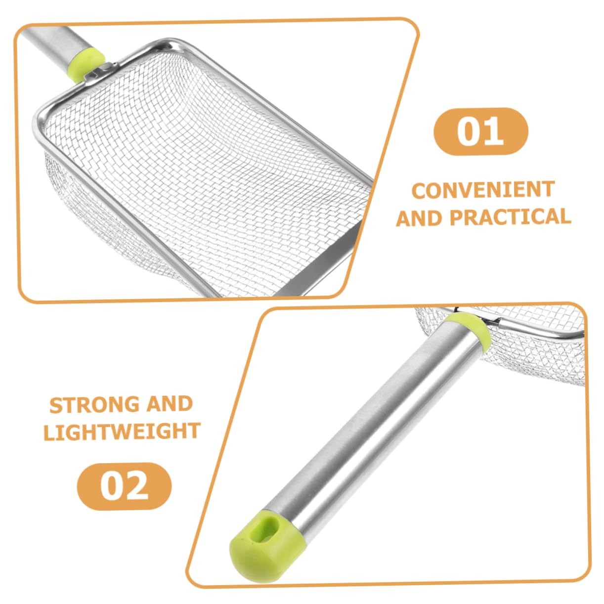 COLLBATH 5pezzi Rastrellino per Lettiera per Gatti Acciaio Inossidabile con Manico Ergonomico e Filtro Maglia Fine per Pulizia Veloce e Facile della Lettiera Accessorio per Amici Zampe