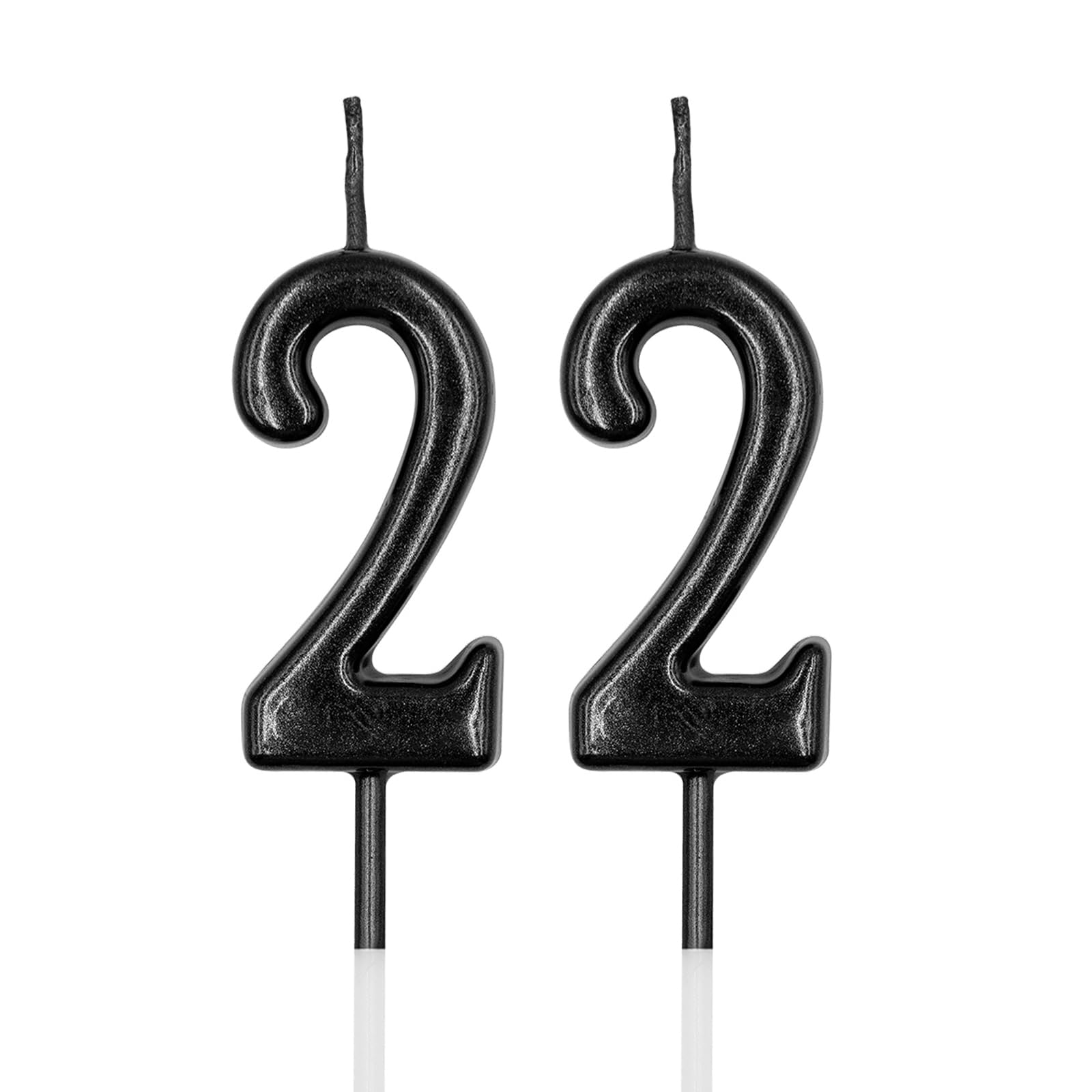 Kerzen zum 22. Geburtstag, schwarze Zahl 22, Kerze für Kuchen, Happy Birthday Cake Topper Dekoration für Geburtstag, Jahrestag, Feier, Partyzubehör