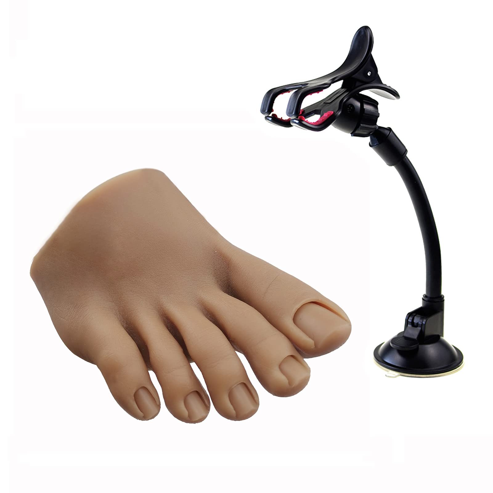 Lifelike Silicone Practice Foot Nail Training Foot Mannequin Flexible Bendable Silicone Foot Model with Table Clip for Acrylic Nails Art Training Display DIY (2#-Right)
