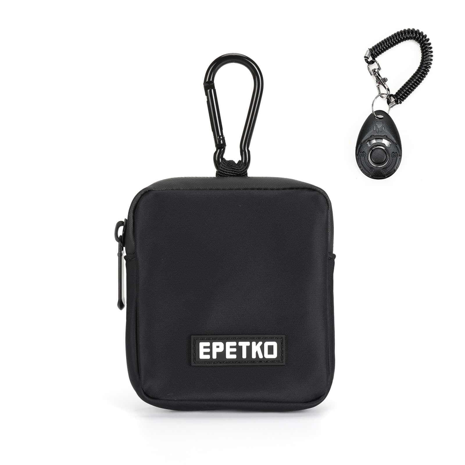 EPETKO Dog Treat Pouch and Training Clicker, Waterproof Durable Dog Treat Pouch Compact Large Capacity Dog Treat Bag with Poop Bag Dispenser Treat Pouch for Dog Training (Black)