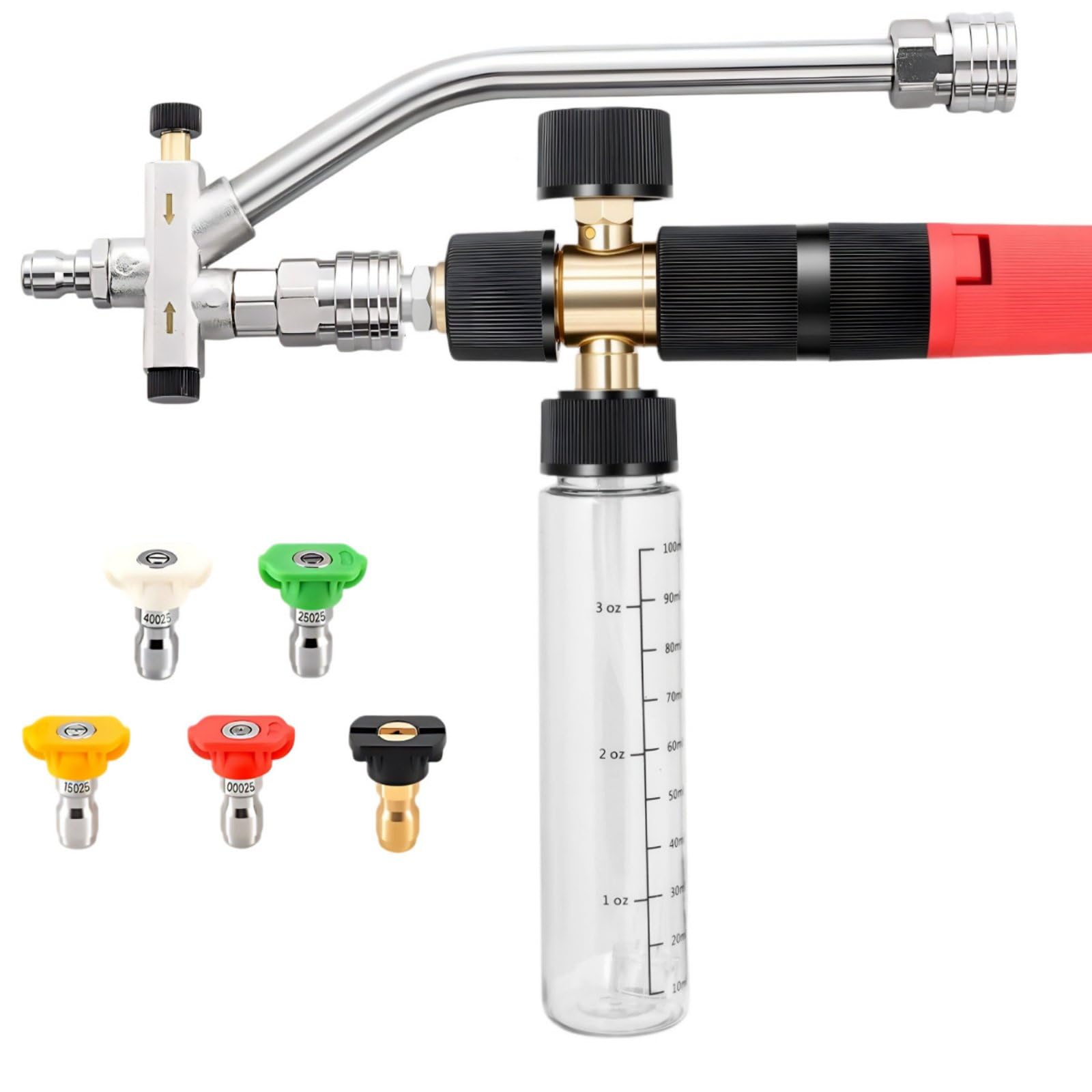 Cleaning Spray Nozzle Ugello per Risciacquo E Schiuma Accessorio Idropulitrice con Doppia Interfaccia E Misuratore Integrato Adatto per Cura Barche