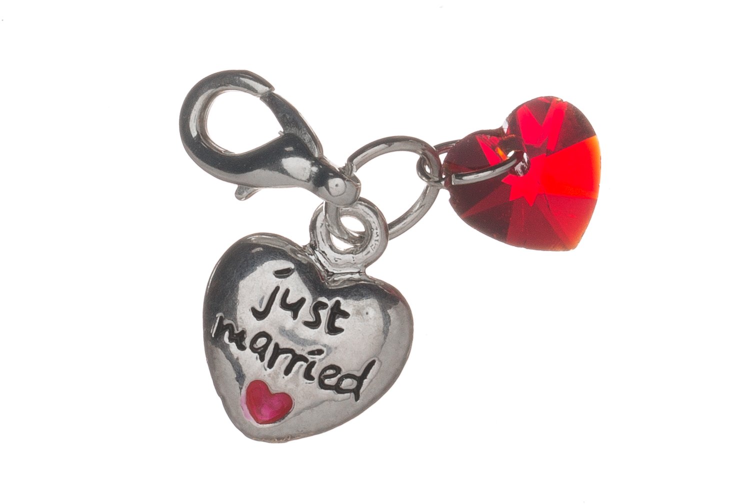 Libby's Market Place Just Married Clip on Charm with Red Gift Bag Handmade