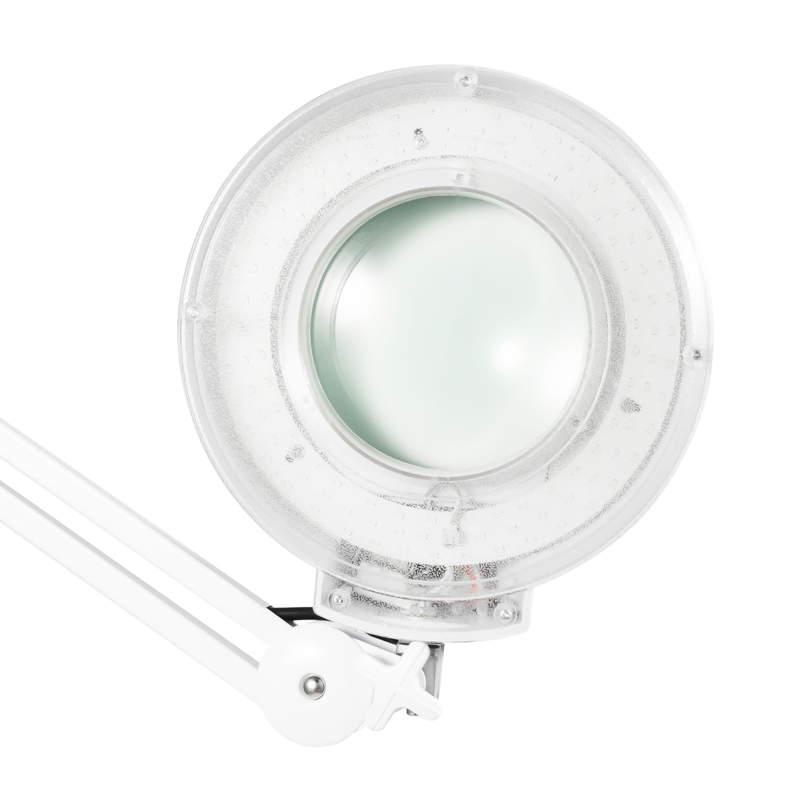 Lupa de suelo LED con 8 aumentos, 24 W, 2400 lm, lámpara de trabajo con 5 soportes y ruedas, brazo giratorio 360° + anillo de luz 3D para aficiones, manualidades y lectura (estructura de acero