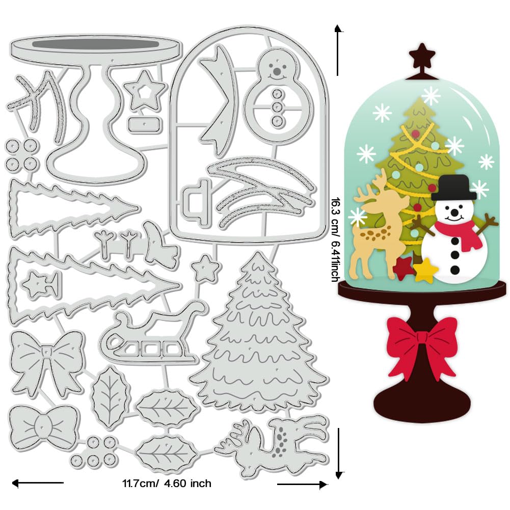 BENECREAT Weihnachts-Stanzschablonen – Schneemann, Glocke, Kugel Aus Kohlenstoffstahl | Für Scrapbooking, Karten, DIY