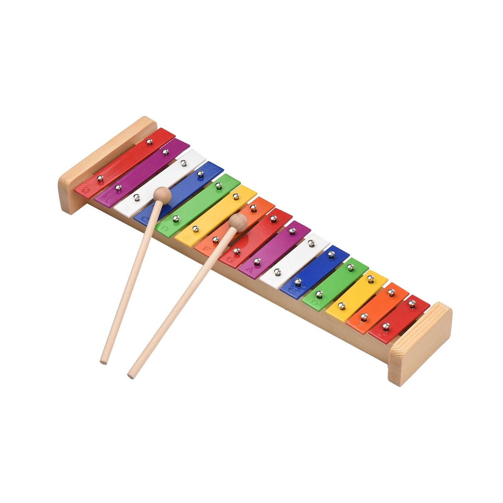 Profesional Glockenspiel Xilófono Glockenspiel De 15 Notas, Base De Madera, Barras De Aluminio Coloridas con 2 Mazos De Percusión