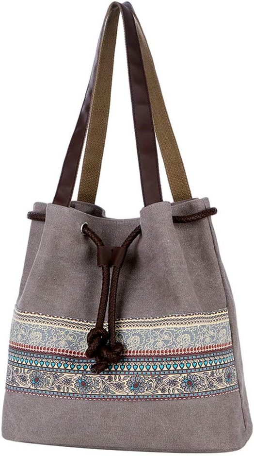 KEYIA Women Fashionable Leisure National Bags Canvas Handbag Single Shoudler Bags Totes Bucket