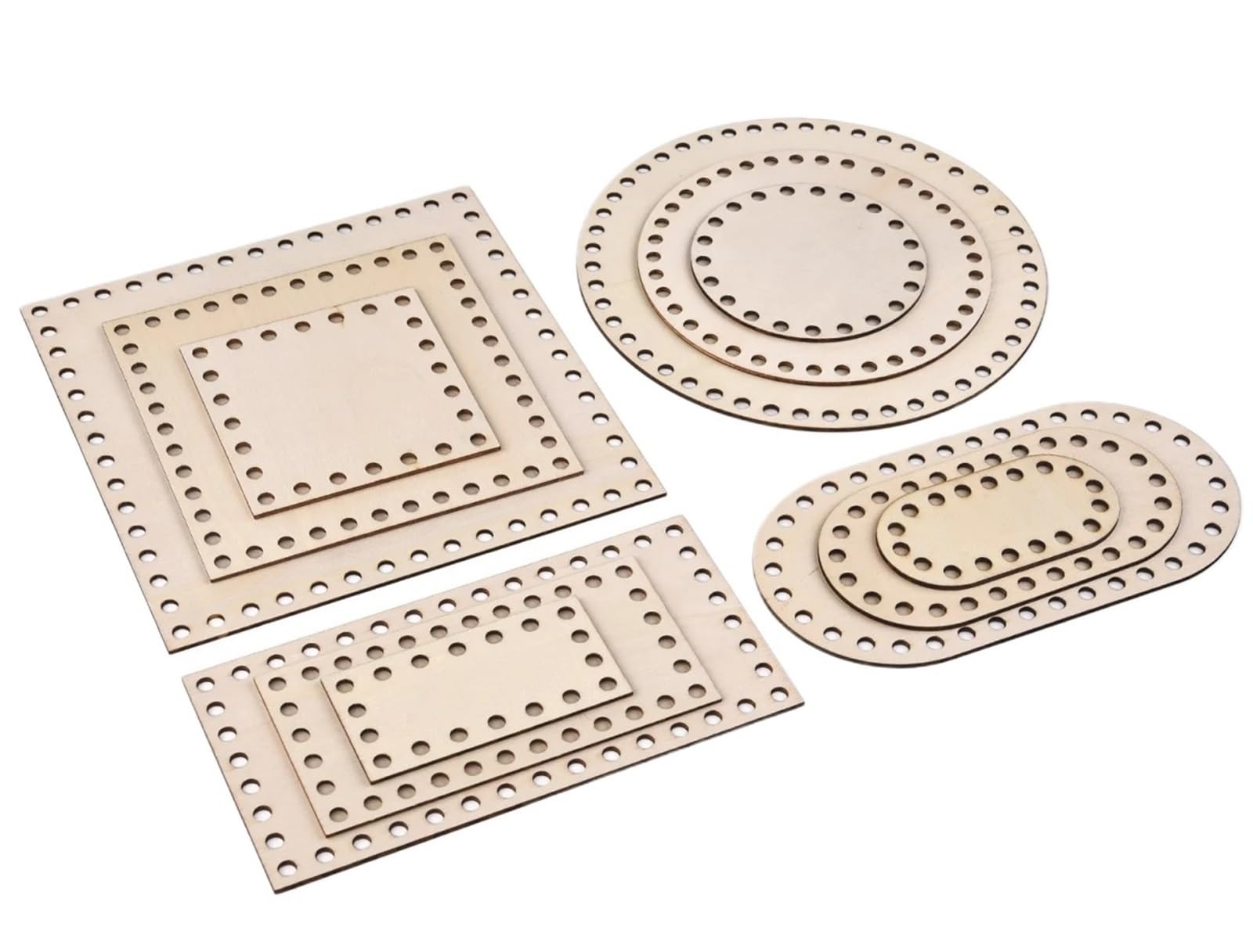 Xinglongs Wooden Basket Bottom 24pcs Wooden Crochet Basket Base Round Square Rectangle Ellipse Bottom Hand-Woven DIY Crafts Supplies Making Tools(Rectangle)