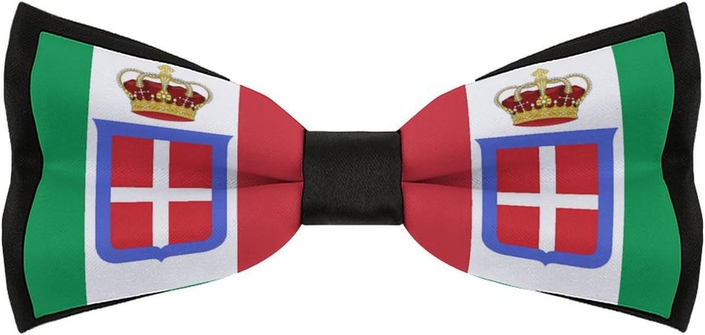 Flag of Italy Crowned Novelty Men's Bow Tie Pre-tied Adjustable Bowtie Accessories for Wedding Party