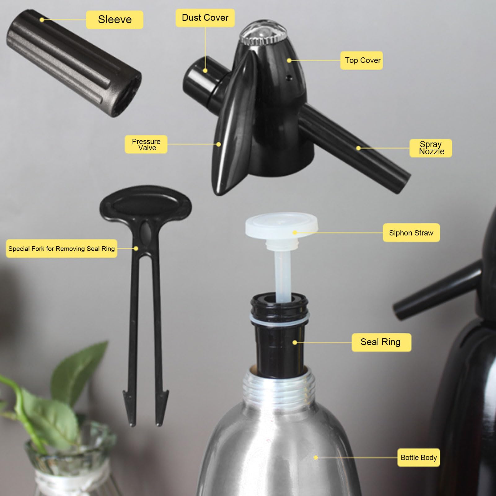 SIXRUN Soda Maker, 1L Urządzenie do Napojów Gazowanych DIY, Przenośna Maszyna do Napojów Gazowanych dla Domu, Baru i Podróży