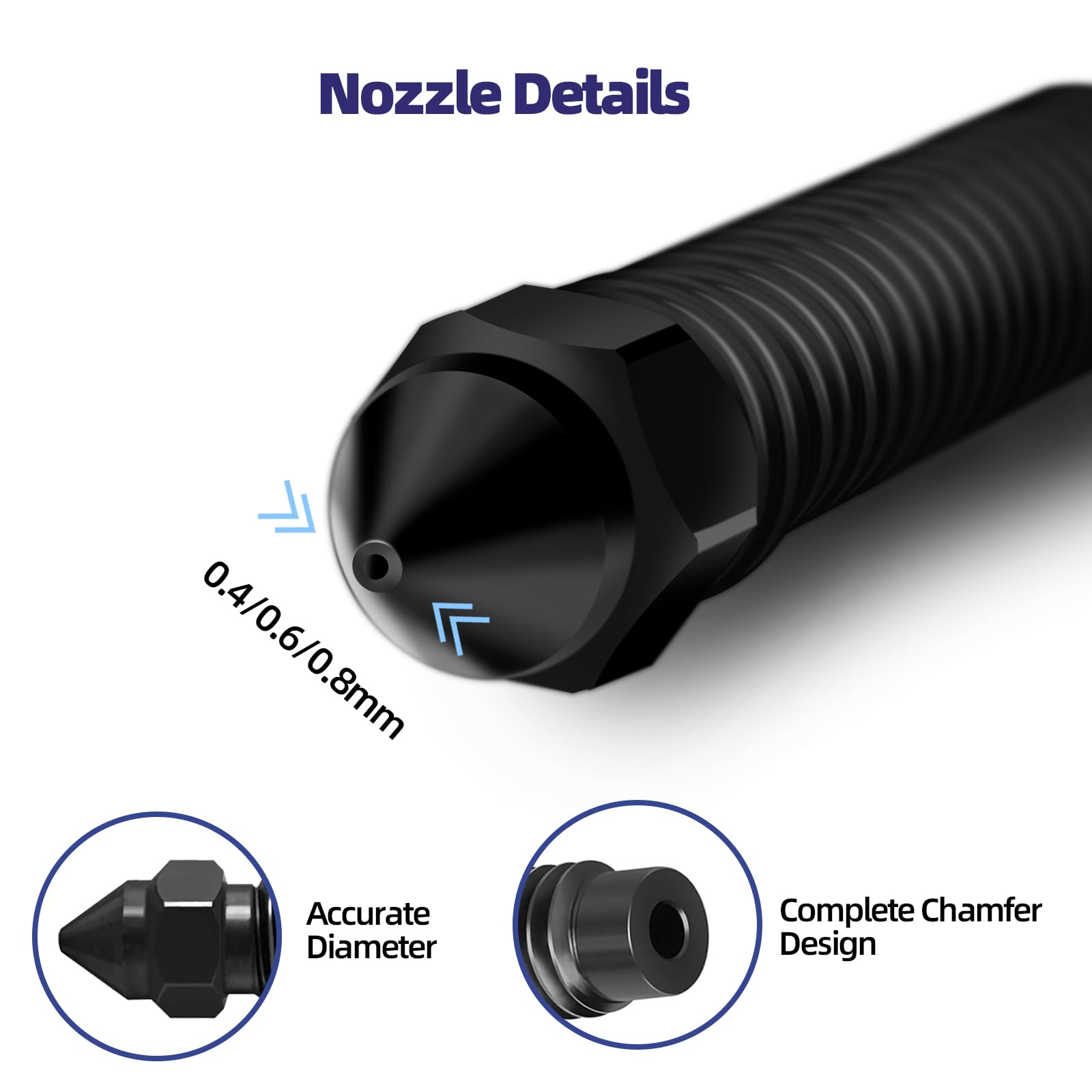 IdeaFormer 5 sztuk 0,6 mm dysza ze stali hartowanej z 2 silikonowymi szczotkami do dysz Elegoo Centauri Carbon, Hardened Steel Extruder Hotend Nozzles do Elegoo Centauri Carbon
