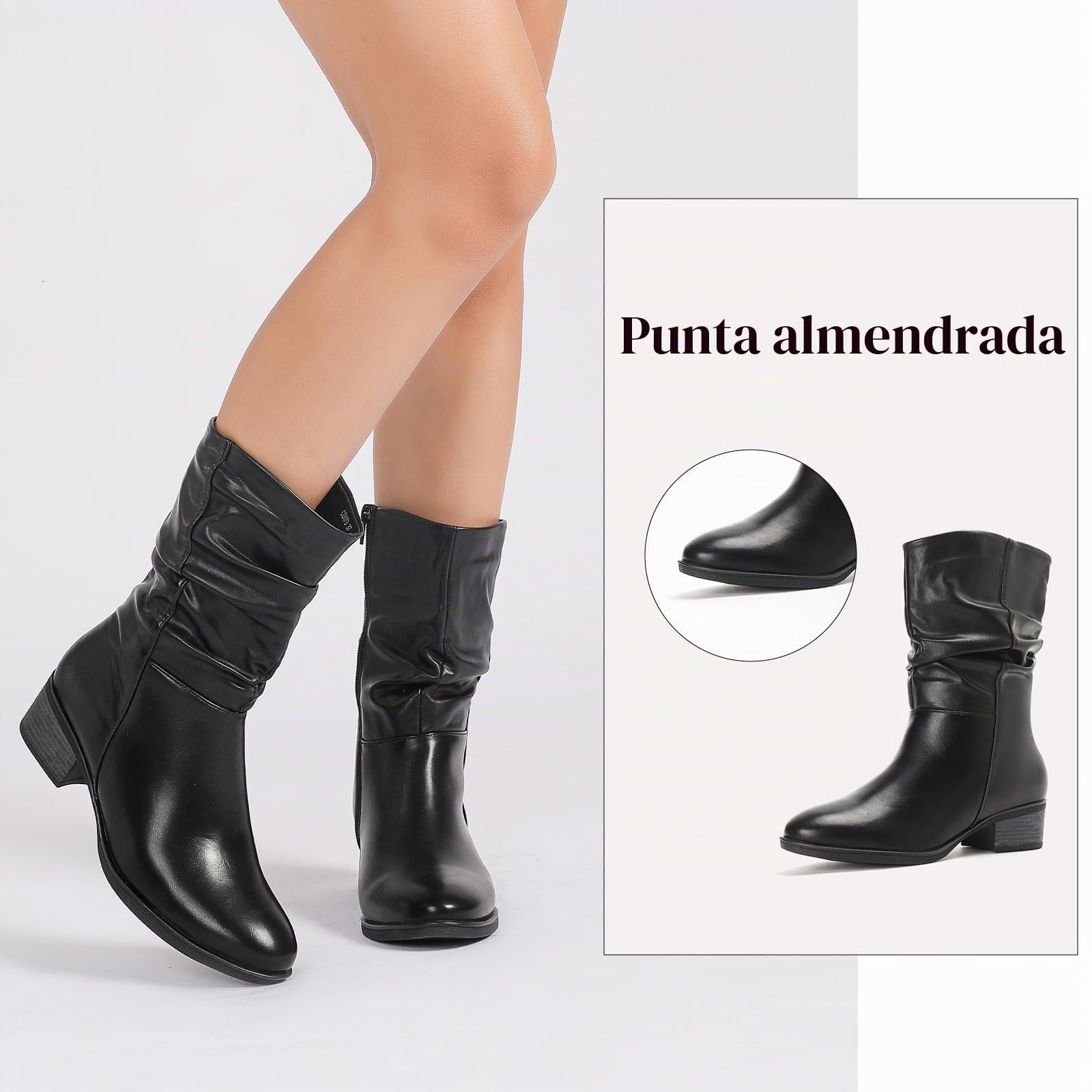 Putu Botas Mujer Media Caña Tacón Bloque Cremallera 36-42