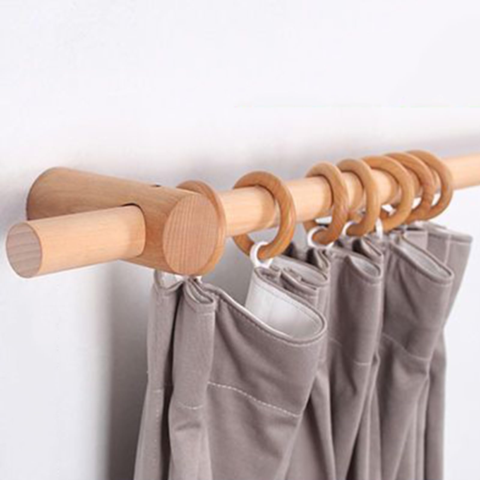 Bastone per tende in legno massello, 250 cm, design romano con installazione perforata e staffe in legno, elegante asta singola per decorazione domestica