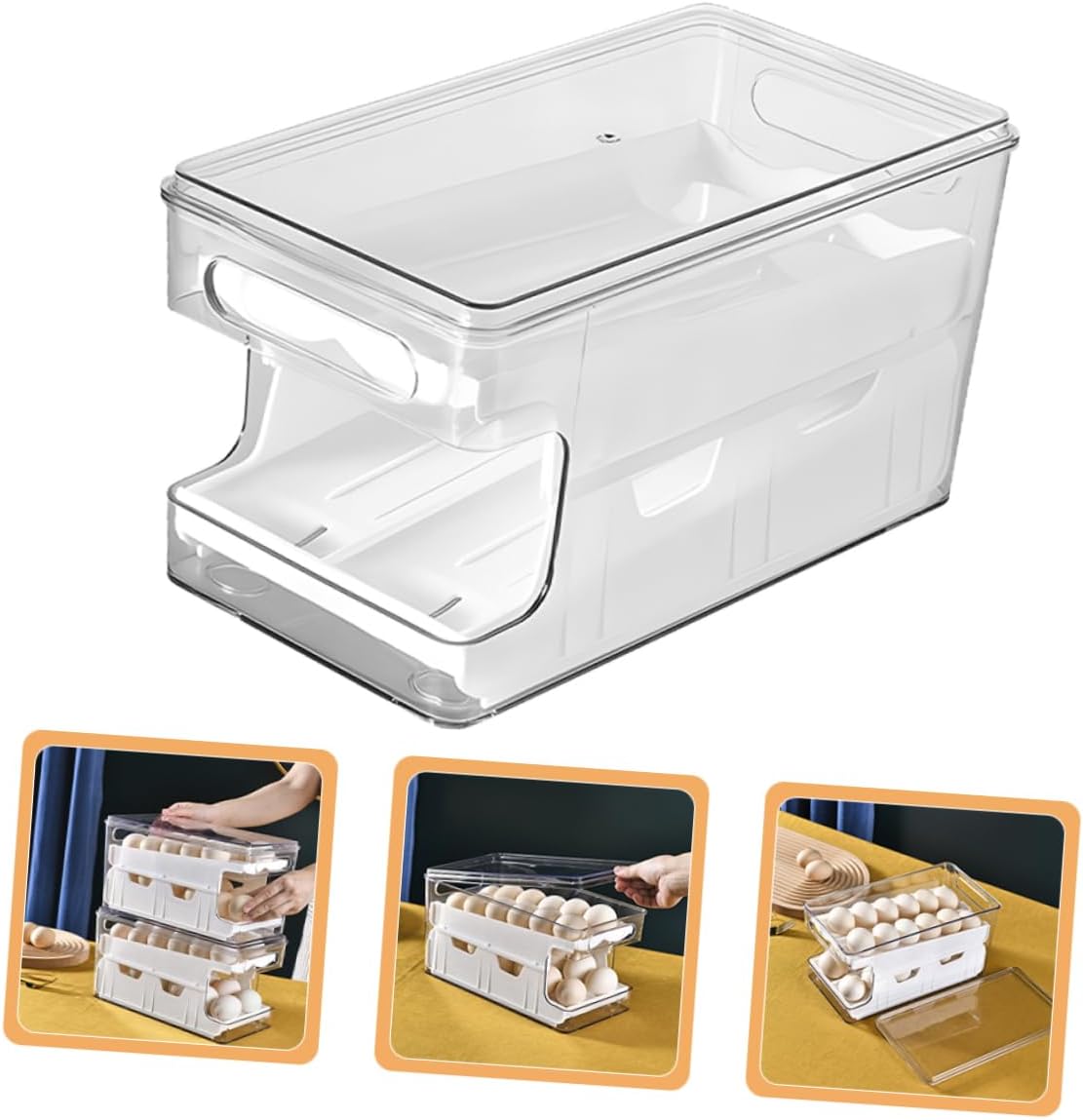 Egg Dispenser for Fridge Space-saving Egg Organizer Reusable and Egg Storage Box