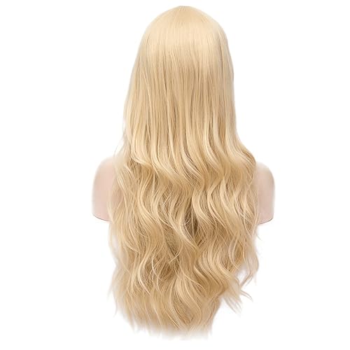 Miniatura 2 de Peluca larga rubia ondulada para mujeres y niñas, pelucas de cabello natural rizado para disfraces de cosplay, fiesta de Halloween, fibra sintética