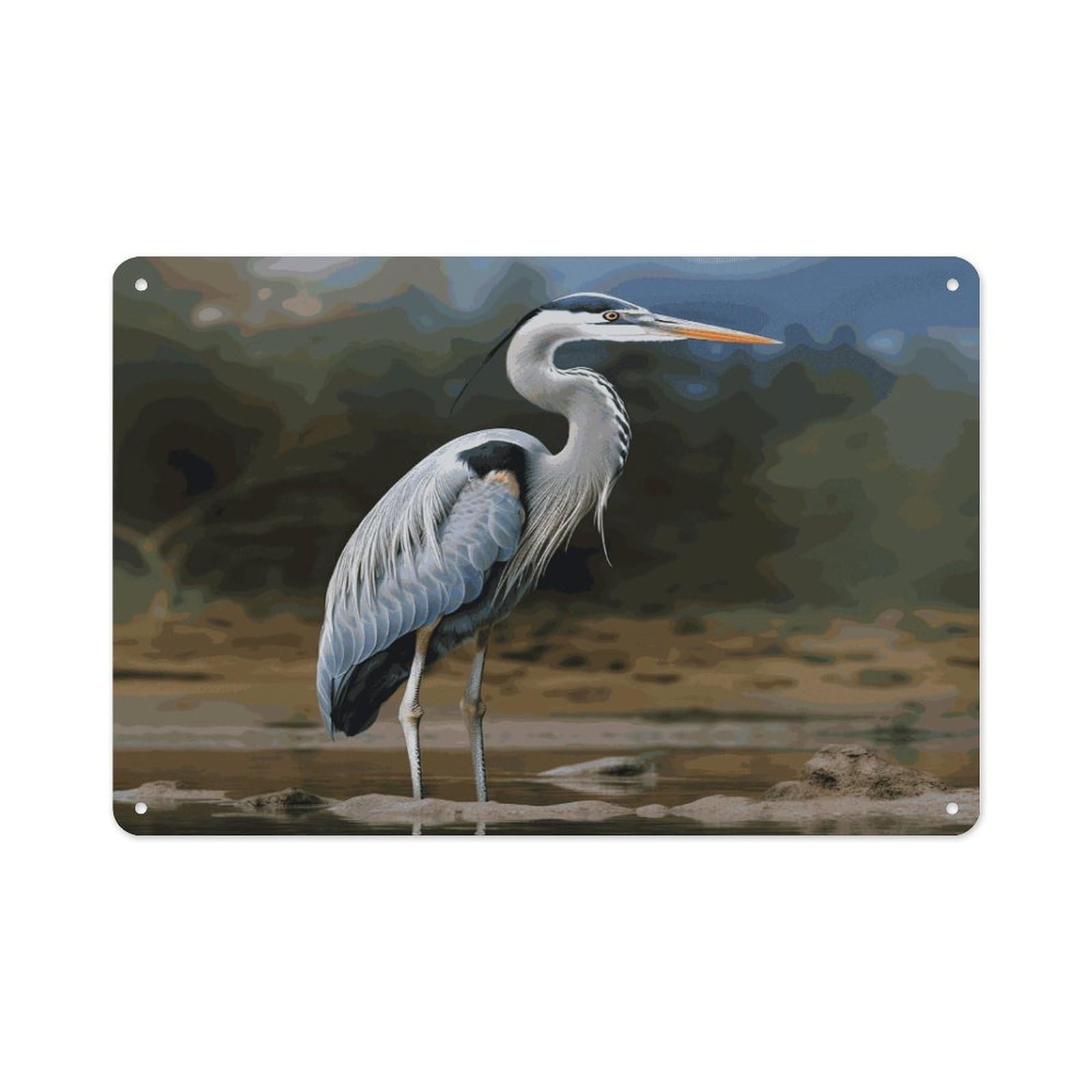 Btcowzrv Style Heron Metal Sign 7.9 X 11.8 Inch, Aluminum Sign Wall Art Decor Easy To Install, Decorative Plaque For Home Bar Kitchen Pub Shop Garage