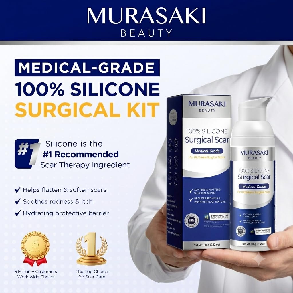 100% Silicone Scar Gel for Surgical Scars - Maximum Strength Silicone Scar Gel for C-Section, Plastic Surgery, Burns, Injury, Keloids, Hypertrophic & Old/New Scars - 2.12 oz (60g)