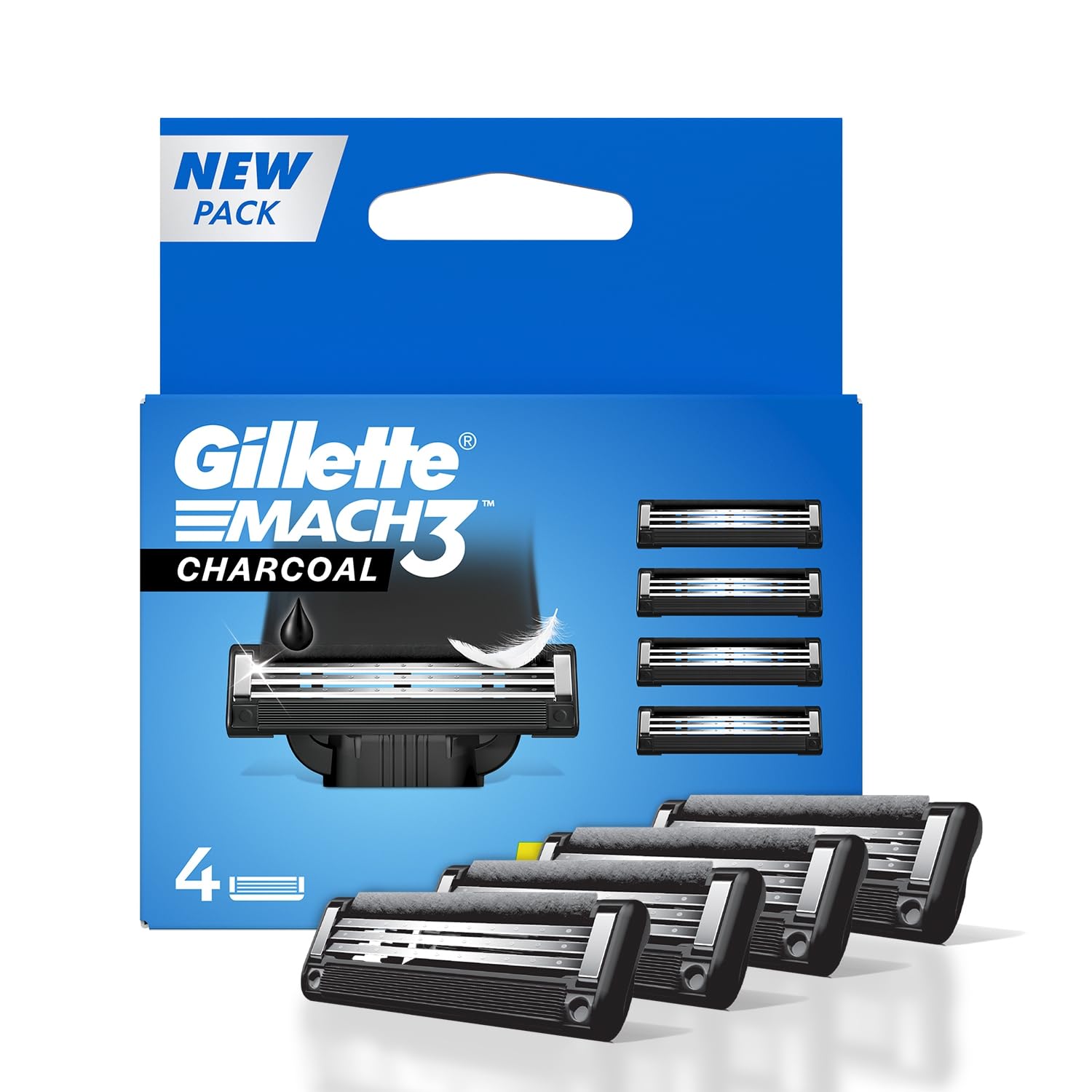 Mach3 Charcoal Men Shaving Razor Blades - 4S Pack Count (Cartridge)