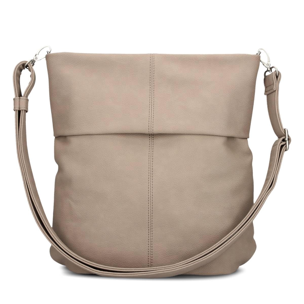 Zwei Damen Handtasche Mademoiselle.M M12 Umhängetasche 7 Liter Crossbody Bag, Schultertasche in DIN-A4-Größe, Schlüsselring, Geheimfach, inkl. extra kurzen, abnehmbaren Schultergurt