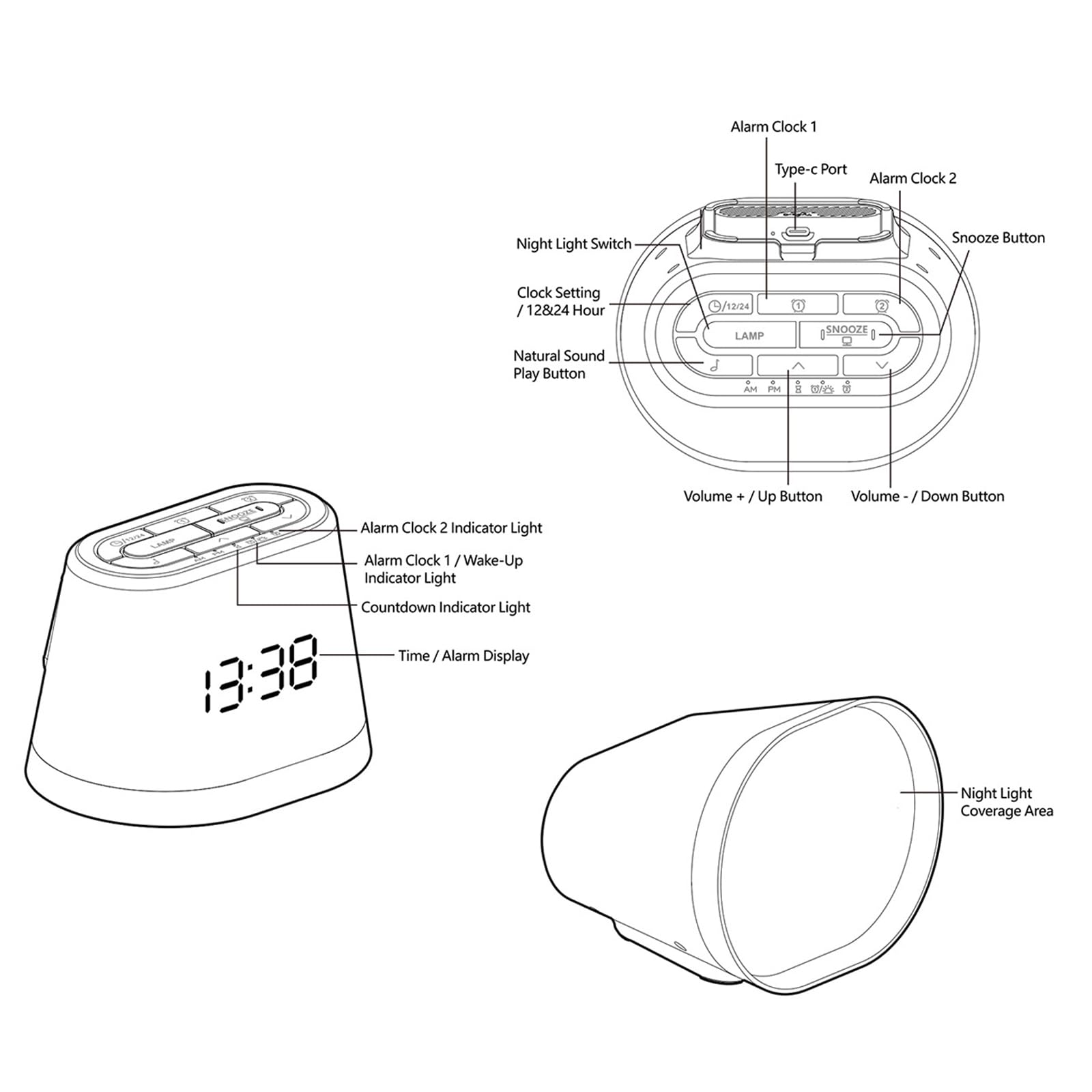 Lámpara de noche compacta de ABS con ruido y luz para luz de ruido para los ojos