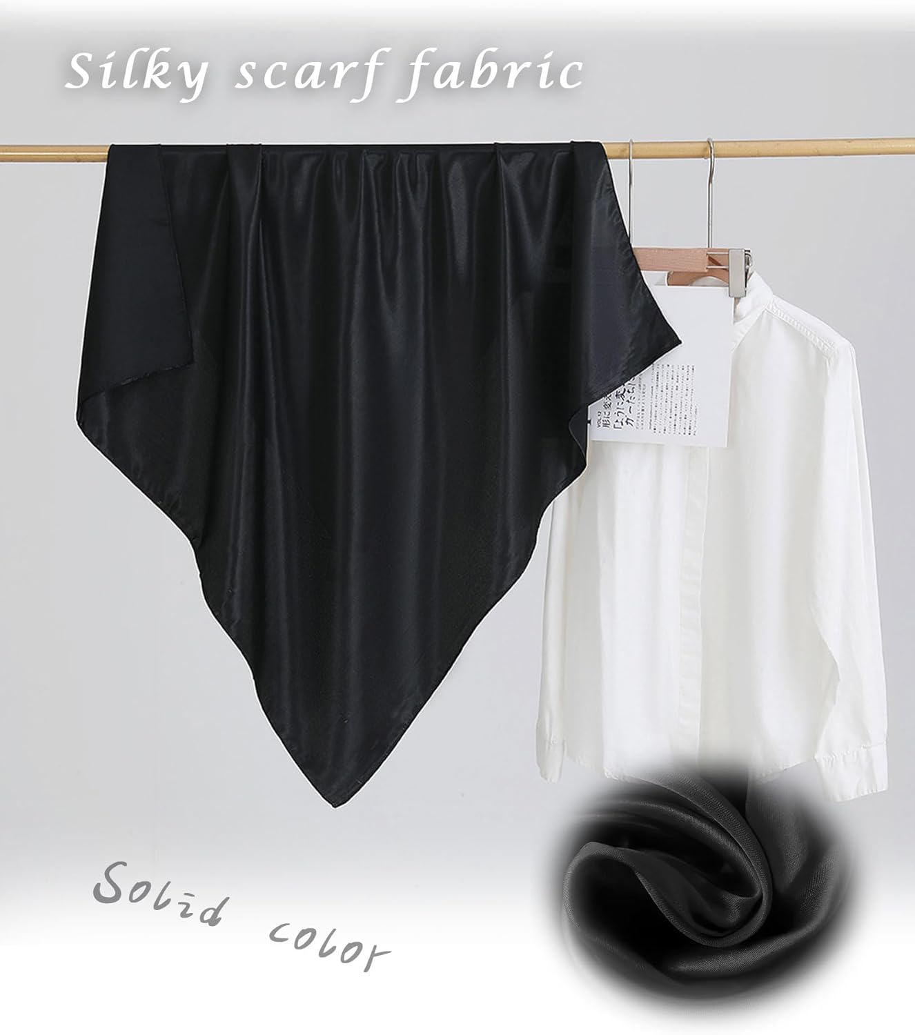 CHUNG Women 35“ Large Satin Scarf Solid Color Silk Feel Square Wraps Big Hair Bandanas 90cm Headscarf Necktie - Image 6