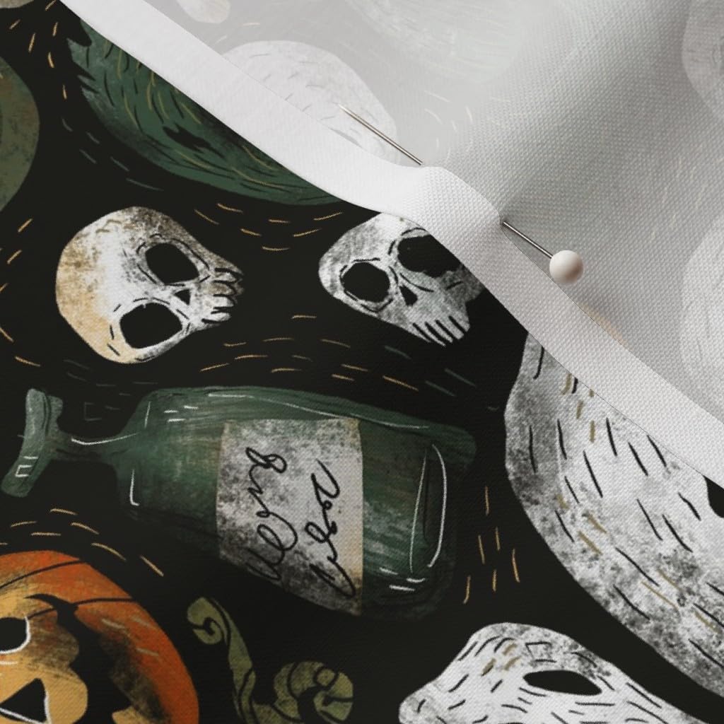 Spoonflower Fabric - Halloween Party Vintage Spooky Witch Witchcraft Magic Ghost Lanterns Printed on Petal Signature Cotton Fabric by The Yard - Sewing Quilting Apparel Crafts Decor